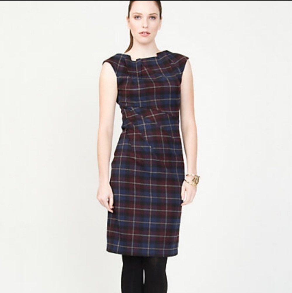 Le Chateau Plaid Dress, Burgundy & Blue, Sz XXL